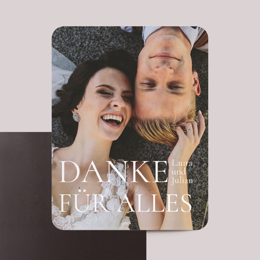 Dankeskarte Hochzeit Set von 8, magnetisch, rechteckig mit abgerundeten Ecken Herzlichen Dank foto