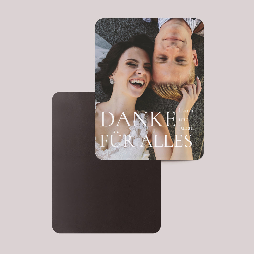 Dankeskarte Hochzeit Set von 8, magnetisch, rechteckig mit abgerundeten Ecken Herzlichen Dank foto N° 2