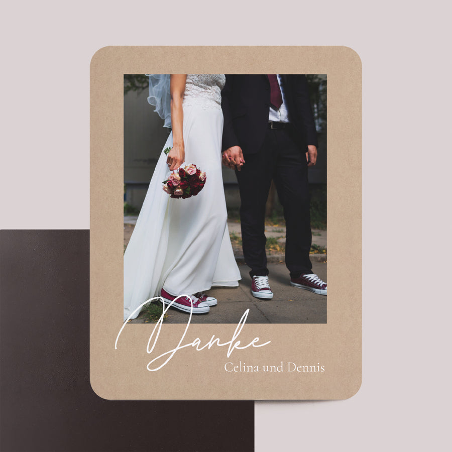 Dankeskarte Hochzeit Set von 8, magnetisch, rechteckig mit abgerundeten Ecken Einfach Danke foto