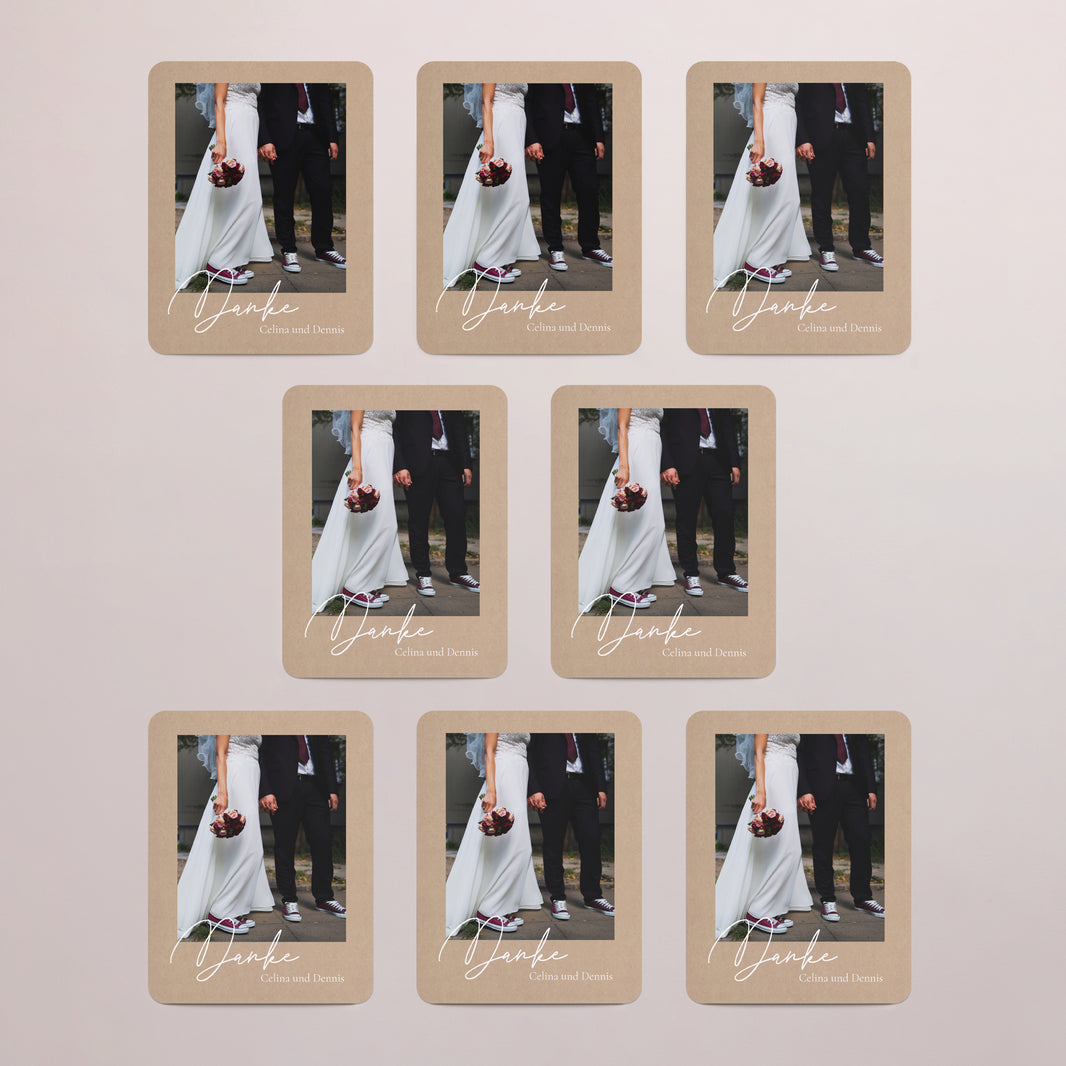 Dankeskarte Hochzeit Set von 8, magnetisch, rechteckig mit abgerundeten Ecken Einfach Danke foto N° 3