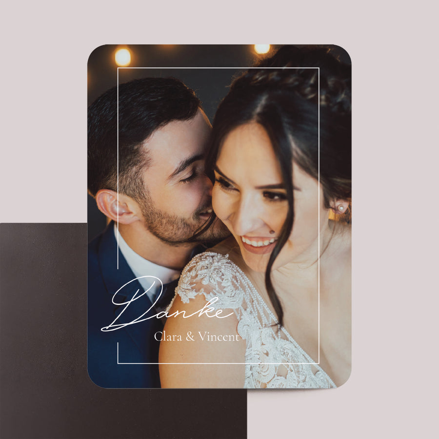 Dankeskarte Hochzeit Set von 8, magnetisch, rechteckig mit abgerundeten Ecken Dankbarkeit in Eleganz foto