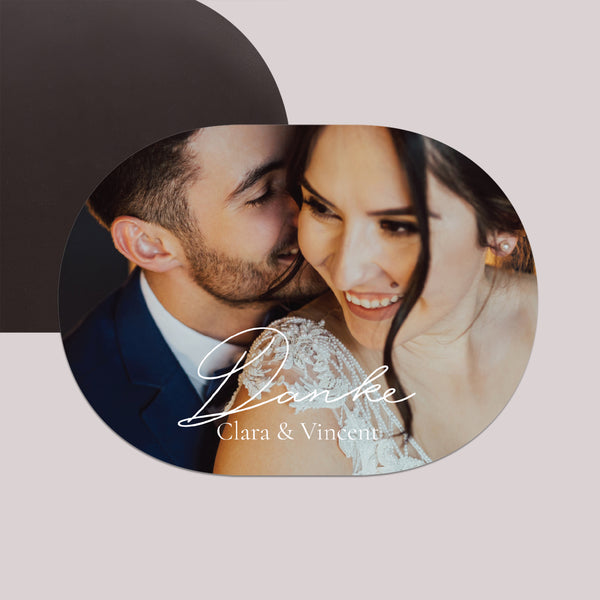 Dankeskarte Hochzeit ovale Landschaft Dankbarkeit in Eleganz foto