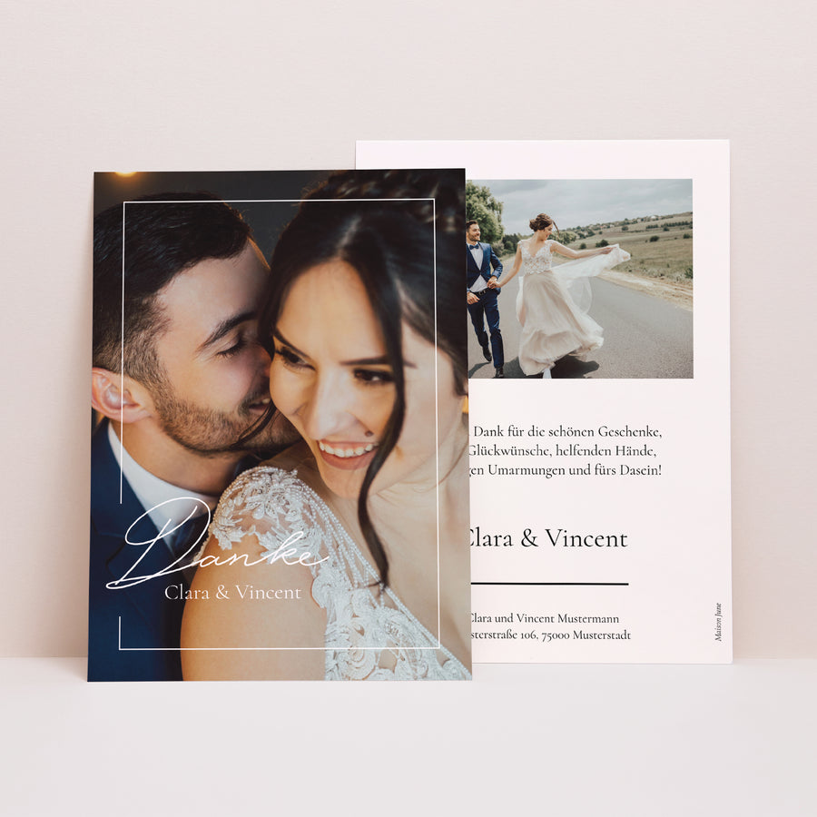 Dankeskarte Hochzeit Dankbarkeit in Eleganz foto