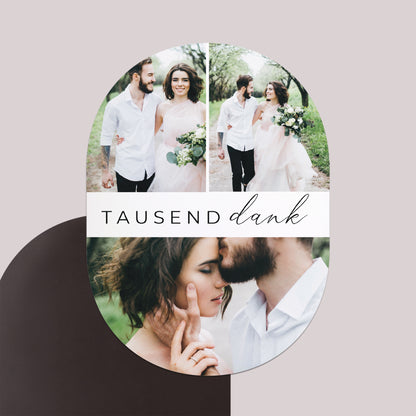 Dankeskarte Hochzeit 8er-Pack, magnetisch, oval Tausend Dank foto N° 1