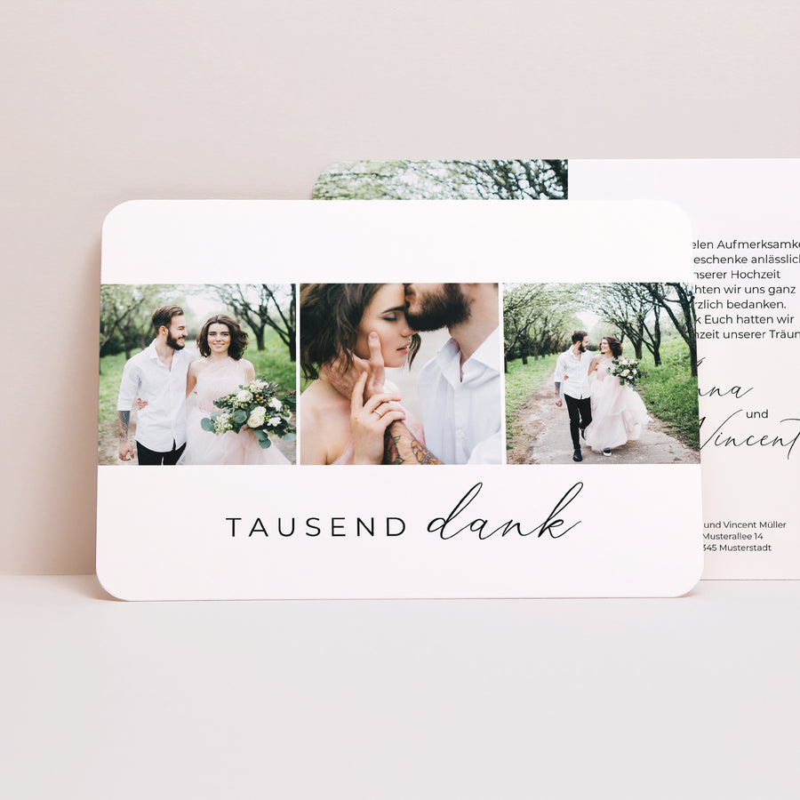 Dankeskarte Hochzeit Landschaft, abgerundete Ränder Tausend Dank foto
