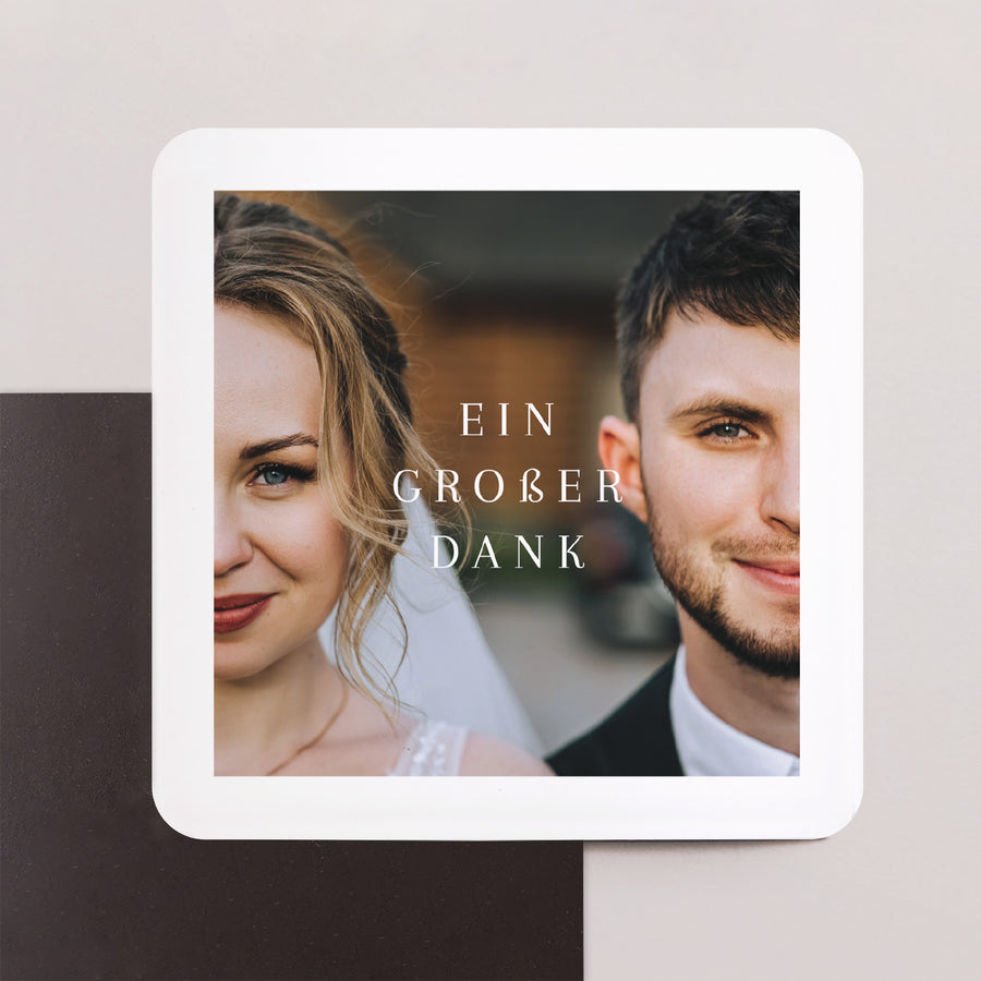 Dankeskarte Hochzeit Set von 8, magnetisch, quadratisch mit abgerundeten Ecken Von ganzem Herzen! foto
