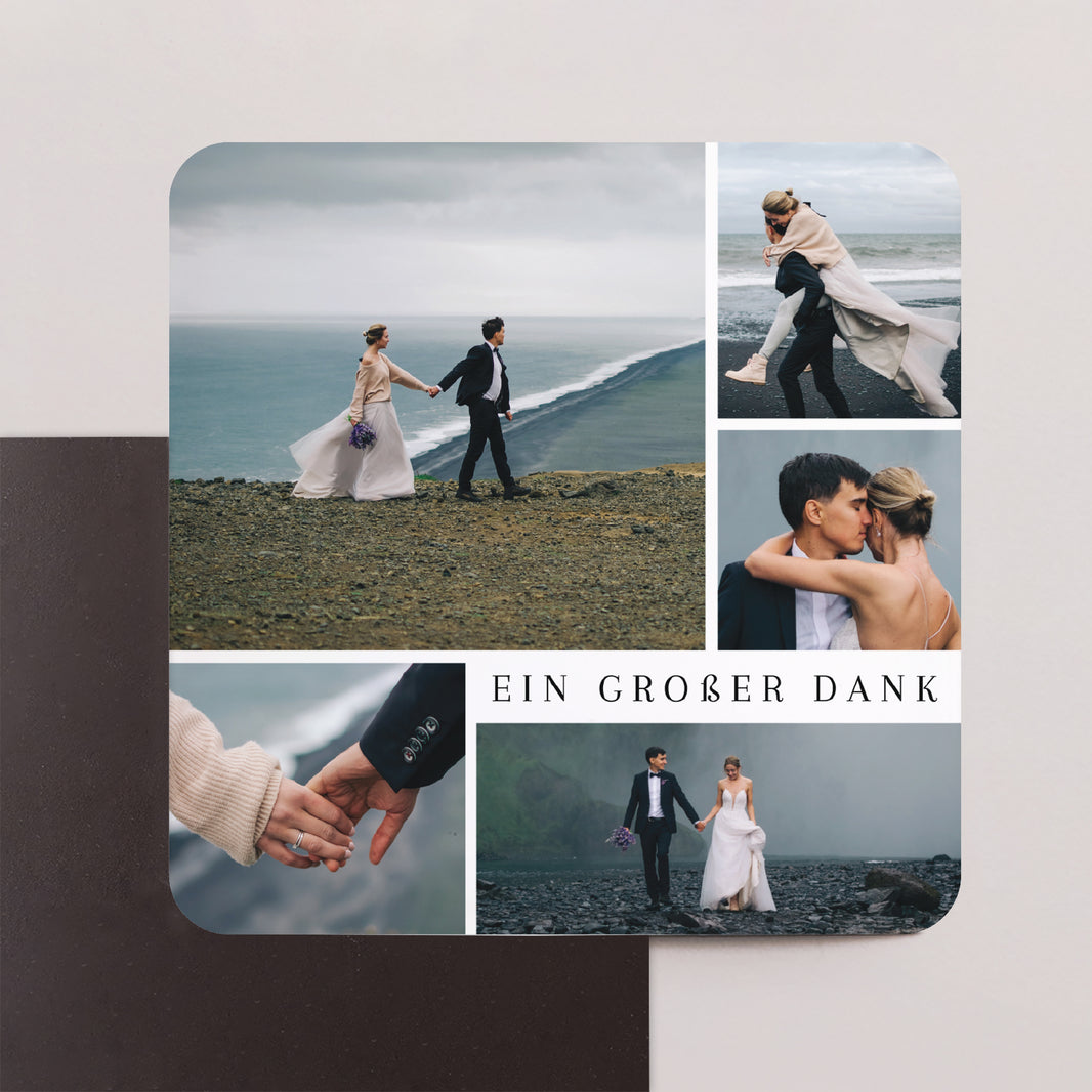 Dankeskarte Hochzeit Set von 8, magnetisch, quadratisch mit abgerundeten Ecken Ein großes Danke foto N° 1