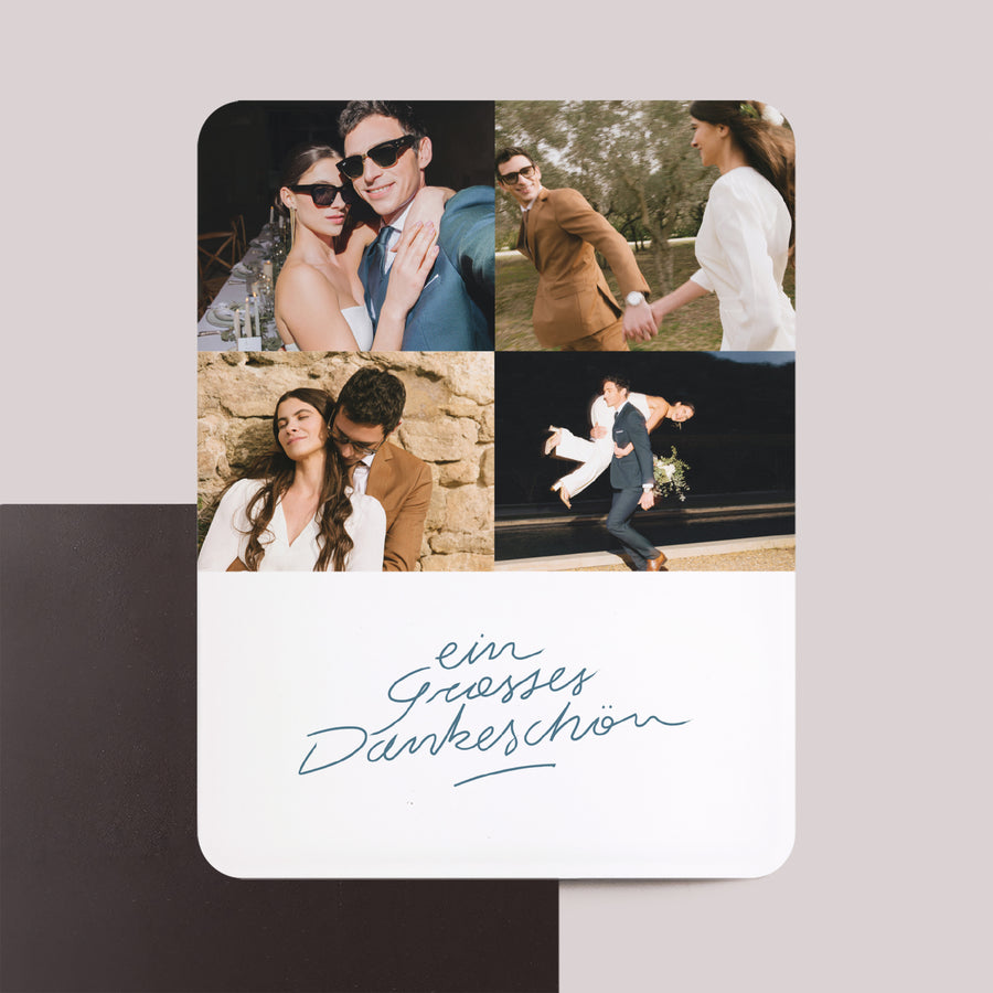 Dankeskarte Hochzeit Set von 8, magnetisch, rechteckig mit abgerundeten Ecken Aus tiefstem Herzen foto