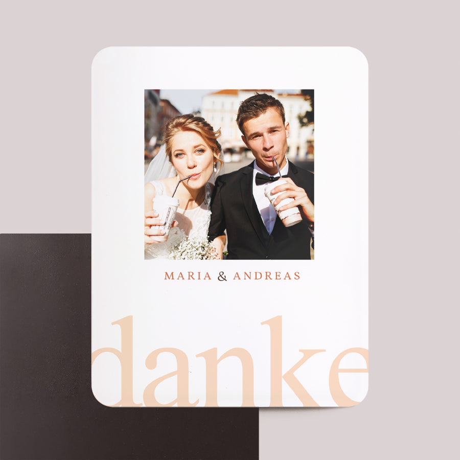 Dankeskarte Hochzeit Set von 8, magnetisch, rechteckig mit abgerundeten Ecken Erkennung foto