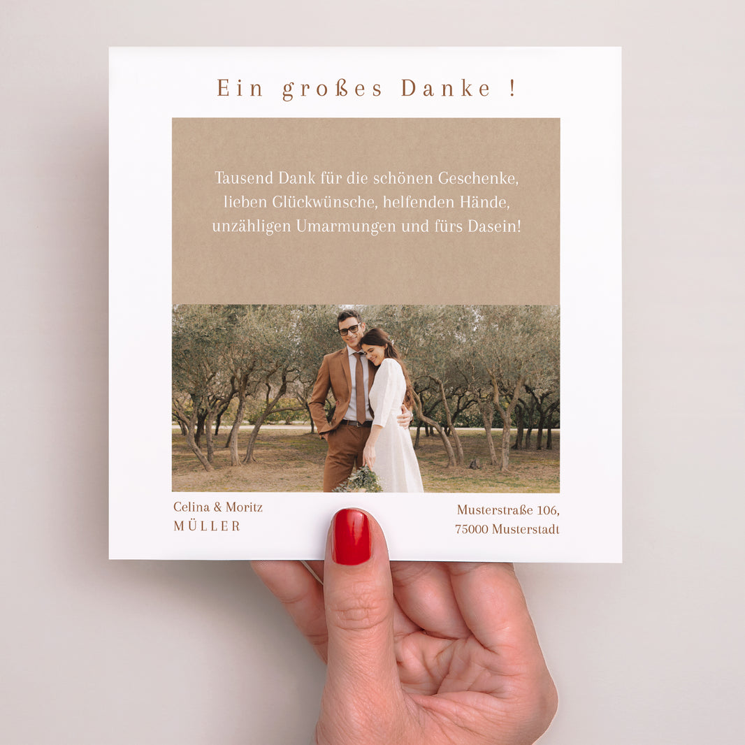 Dankeskarte Hochzeit Einfaches Quadrat Ein herzliches Dankeschön. foto N° 3