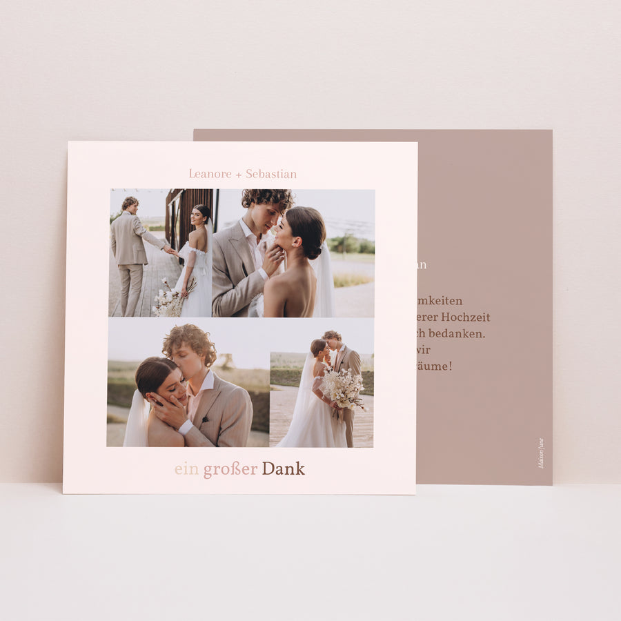 Dankeskarte Hochzeit Einfaches Quadrat foto