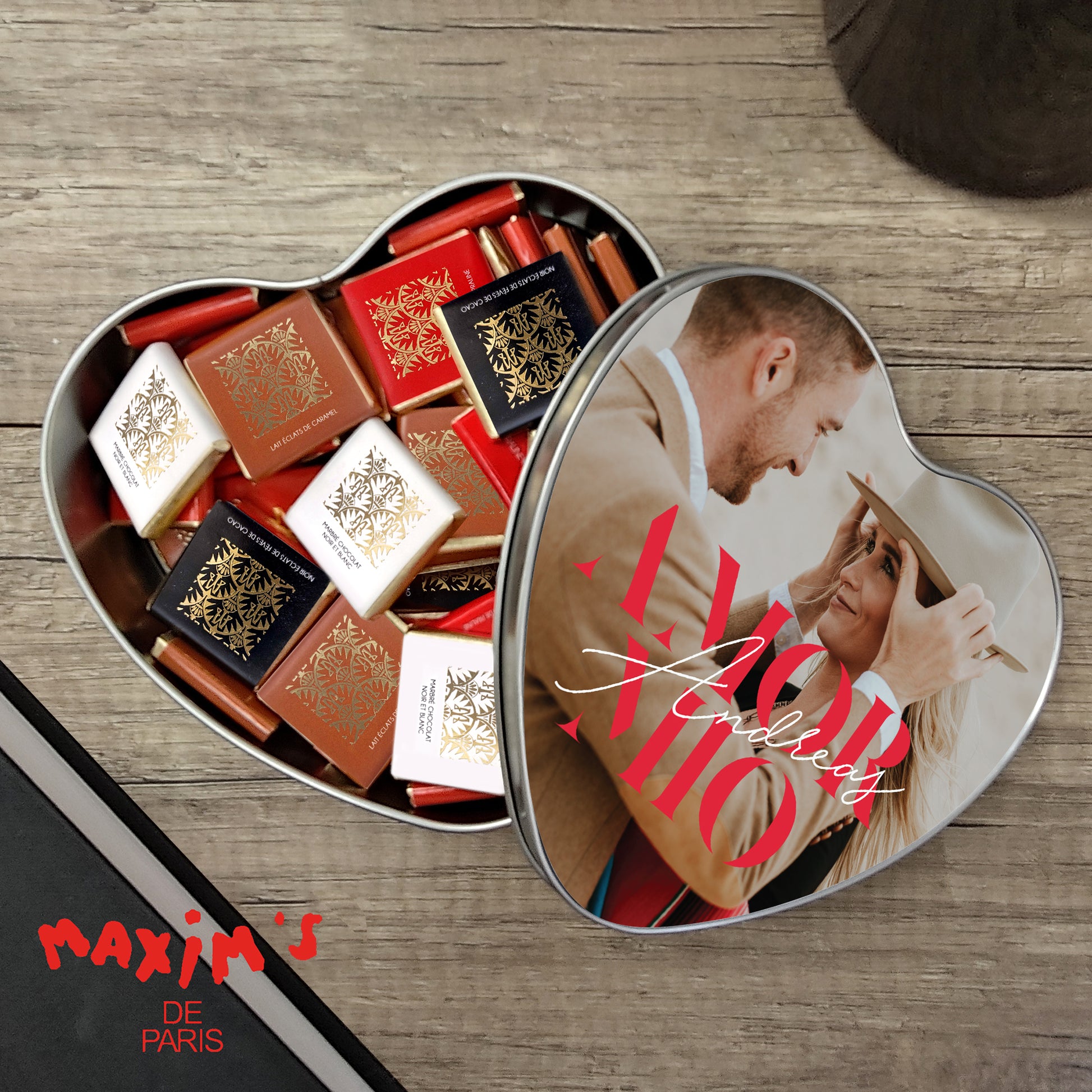 Metalldose Objekte herz, mit Schokolade gefüllt Amor Mio foto N° 1