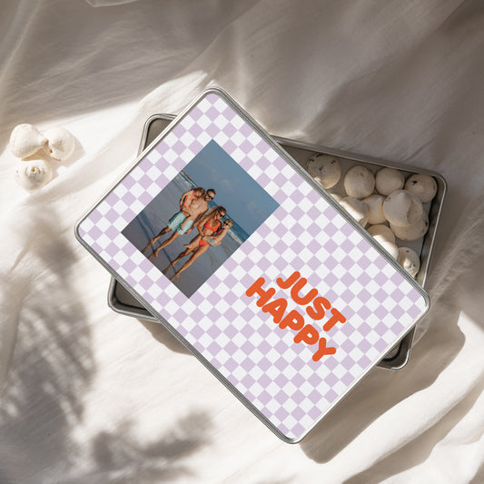 Metalldose Objekte Rechteck Just Happy foto