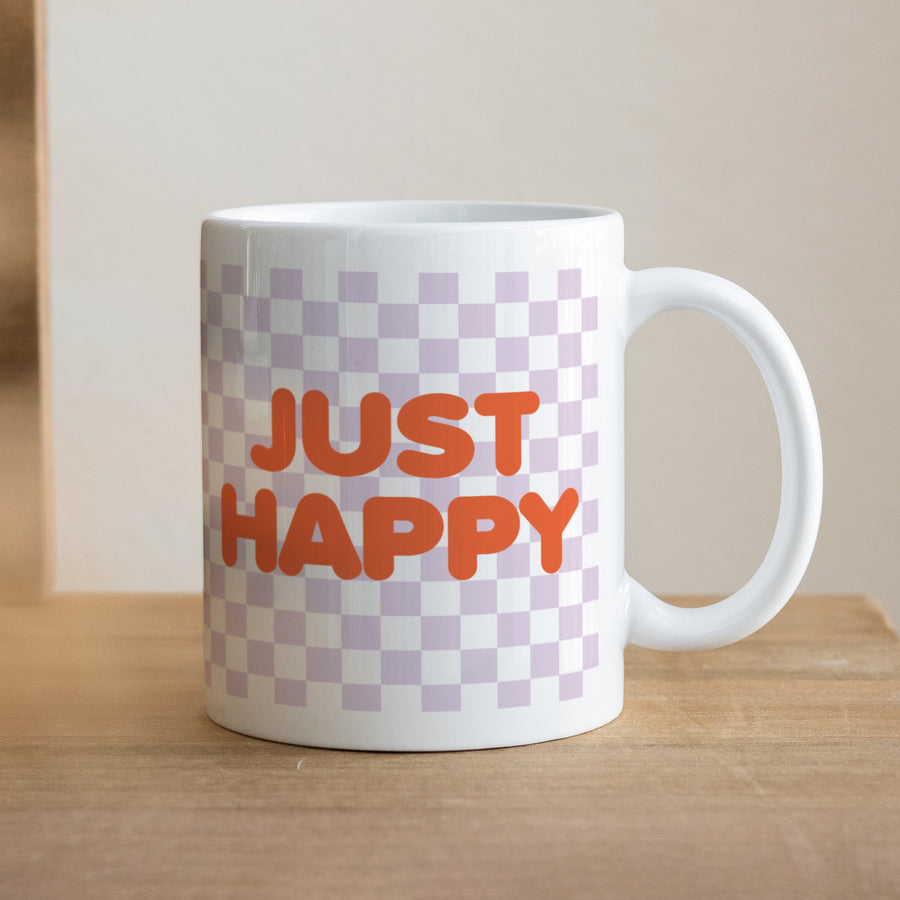 Tasse Objekte Weiß Just Happy foto