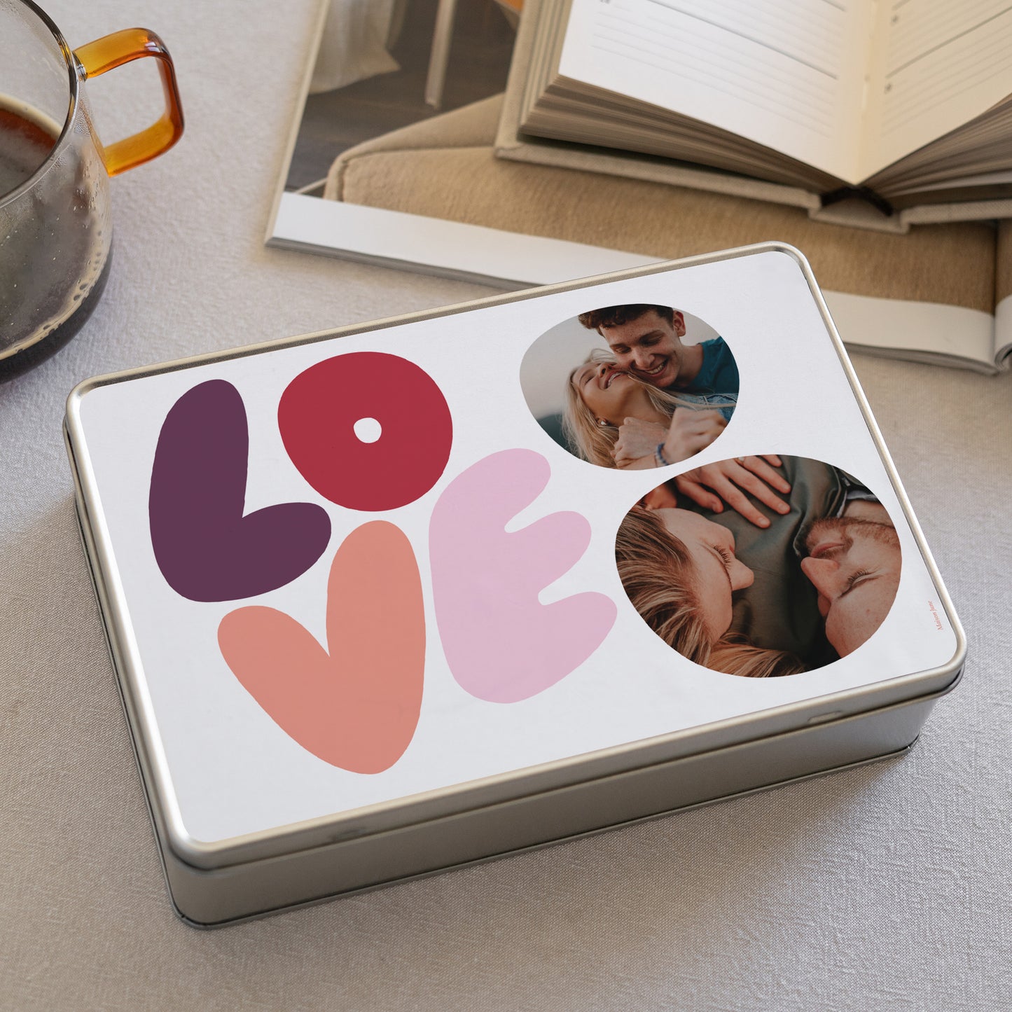 Metalldose Objekte rechteck, mit Schokolade gefüllt LIEBE foto N° 2