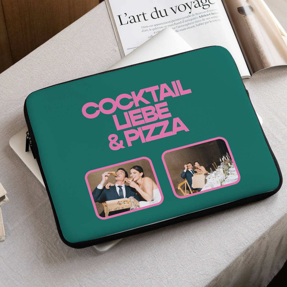 Laptophülle Objekte 15 Zoll Cocktail, Liebe und Pizza foto