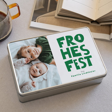 Metalldose Objekte Rechteck Frohes Fest Grün