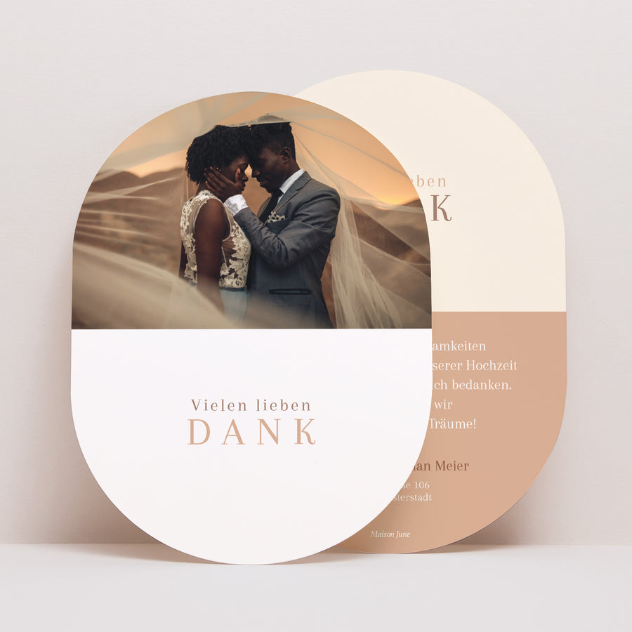 Dankeskarte Hochzeit oval Savannah foto