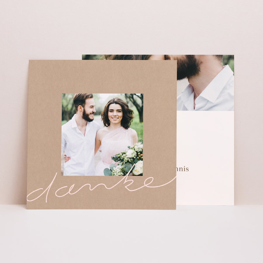 Dankeskarte Hochzeit Einfaches Quadrat California foto