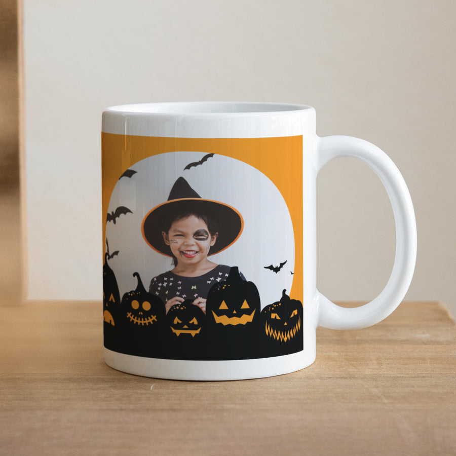Tasse Objekte Weiß Böse Kürbisse foto