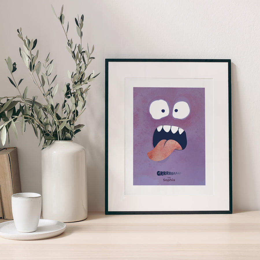 Poster Objekte Porträt Lila Monster foto