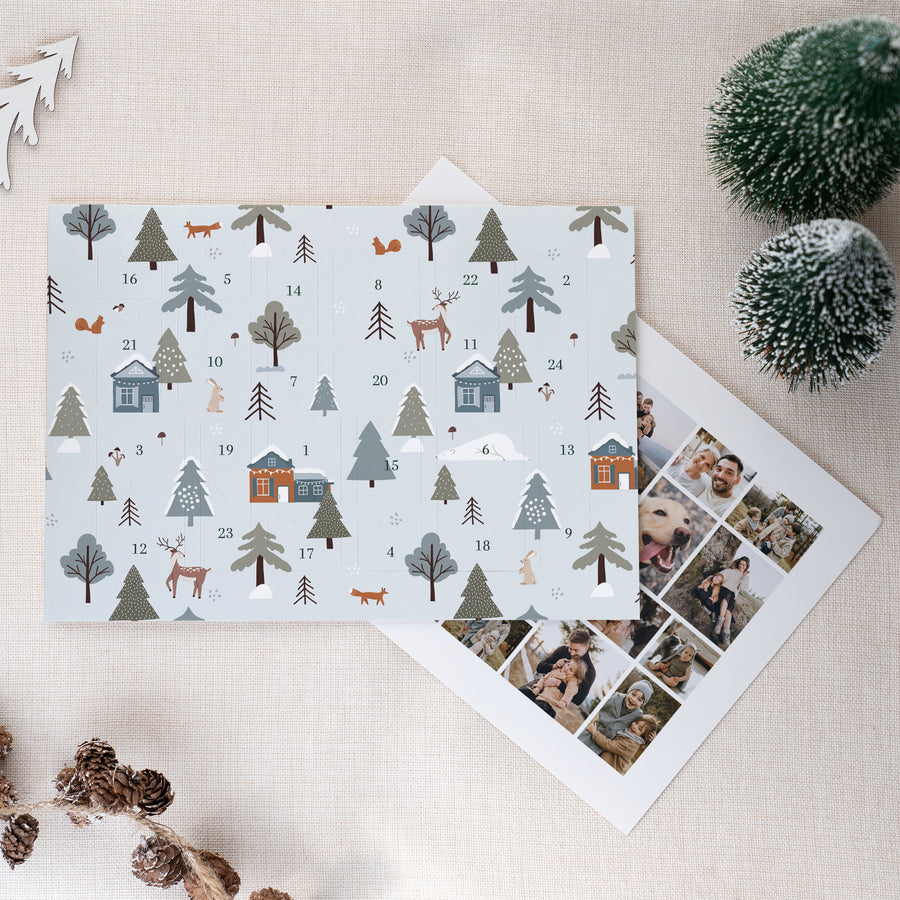 Adventskalender Weihnachten Landschaft Winterwald foto