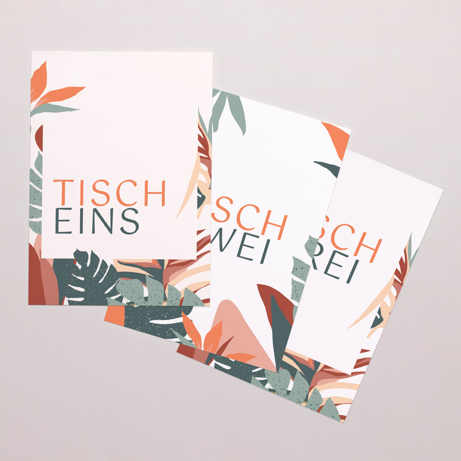 Tischnummern Hochzeit Rechteck Tropische Liebe foto