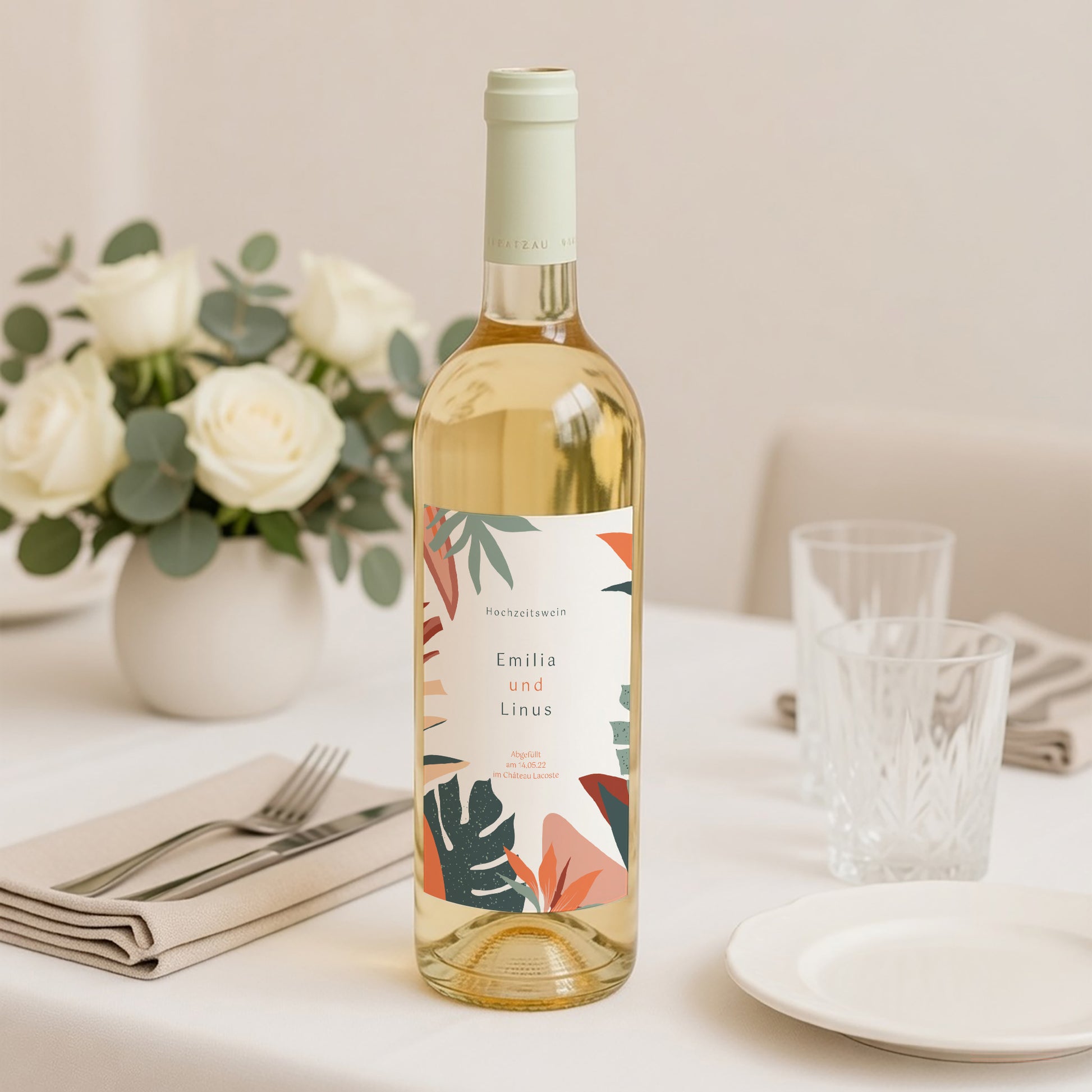 Flaschenetikett Hochzeit Porträt Tropische Liebe foto N° 2