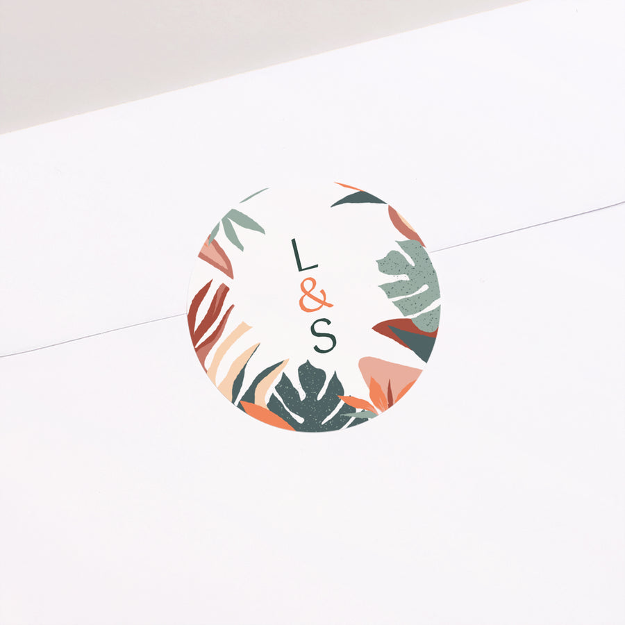 Sticker Hochzeit Rund Tropische Liebe foto