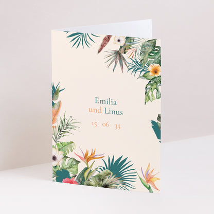 Hochzeitseinladung Doppelflügelporträt Tropische Hochzeit foto N° 1