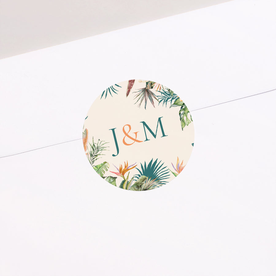Sticker Hochzeit Rund Tropische Hochzeit foto
