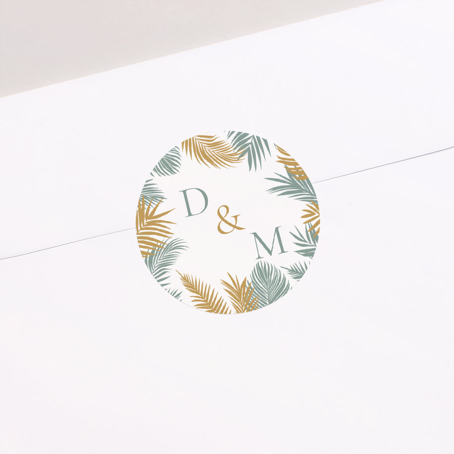 Sticker Hochzeit Rund Tropischer Palmenbaum foto