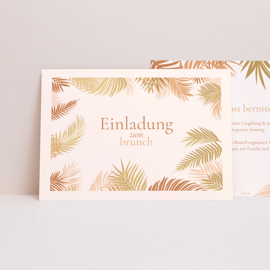 Beilegekarte Hochzeit Landschaft Goldene Palme foto