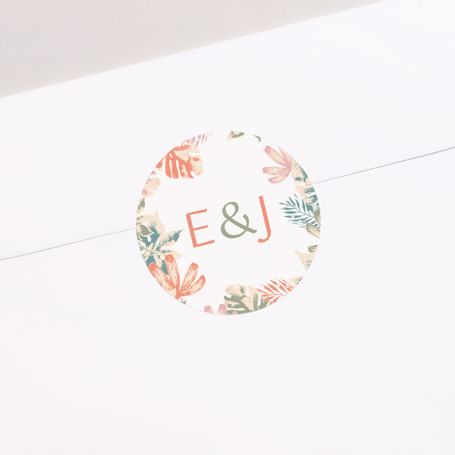 Sticker Hochzeit Rund Tropisches Schablone foto