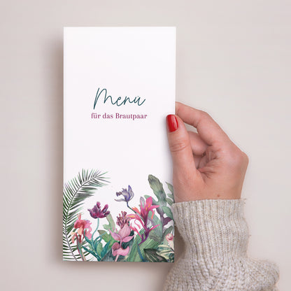 Menükarte Hochzeit Panoramatisches Porträt Exotic flowers foto N° 2