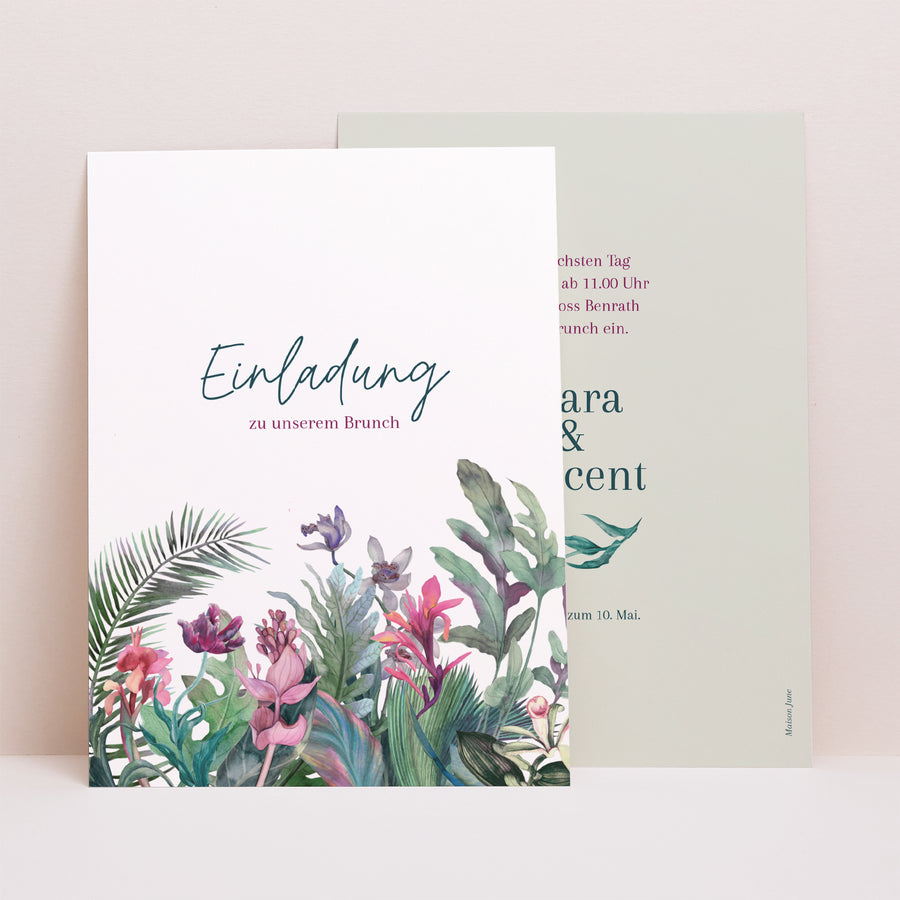 Beilegekarte Hochzeit Porträt Exotic flowers foto