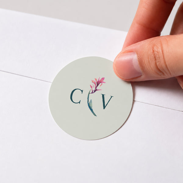 Sticker Hochzeit Rund Exotic flowers foto