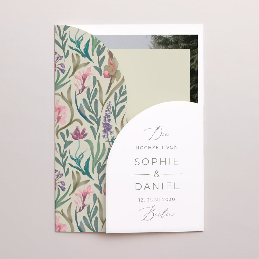 Hochzeitseinladung Hülle für 2 Karten Romantische Blumen foto