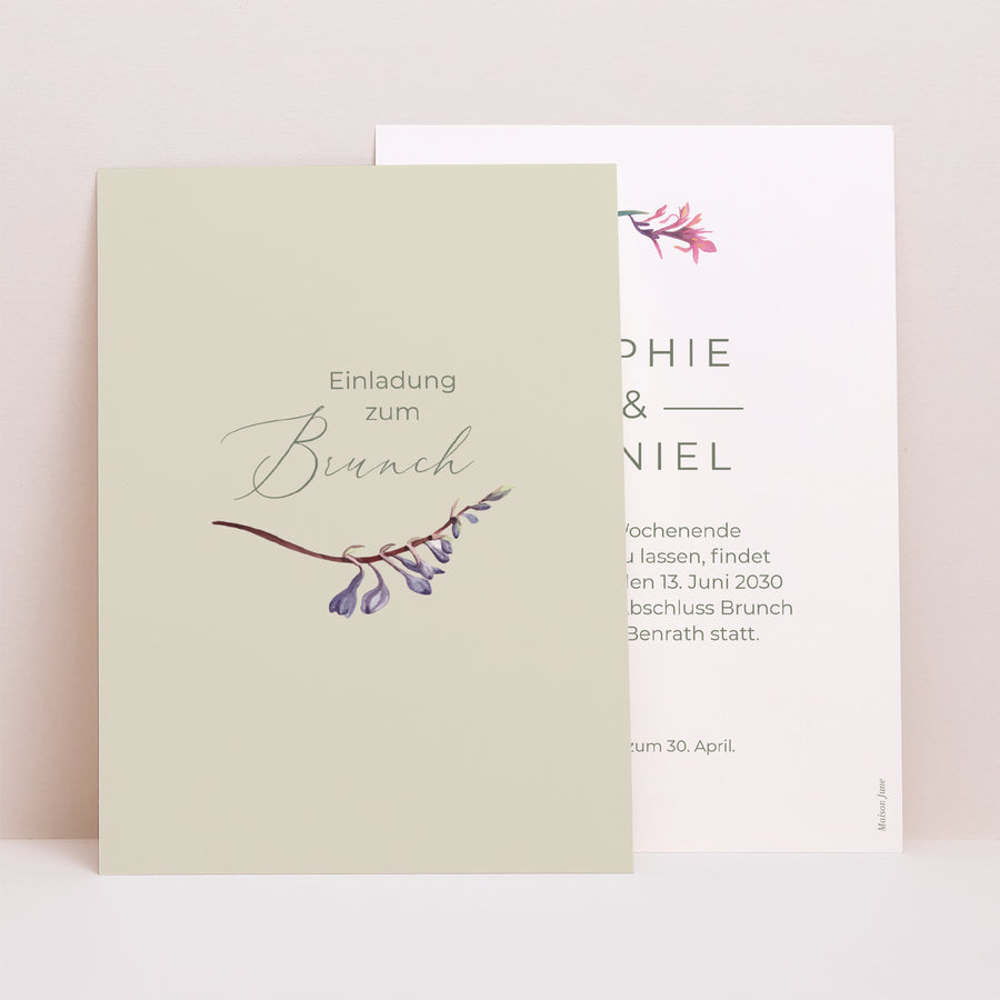 Beilegekarte Hochzeit Porträt Romantische Blumen foto