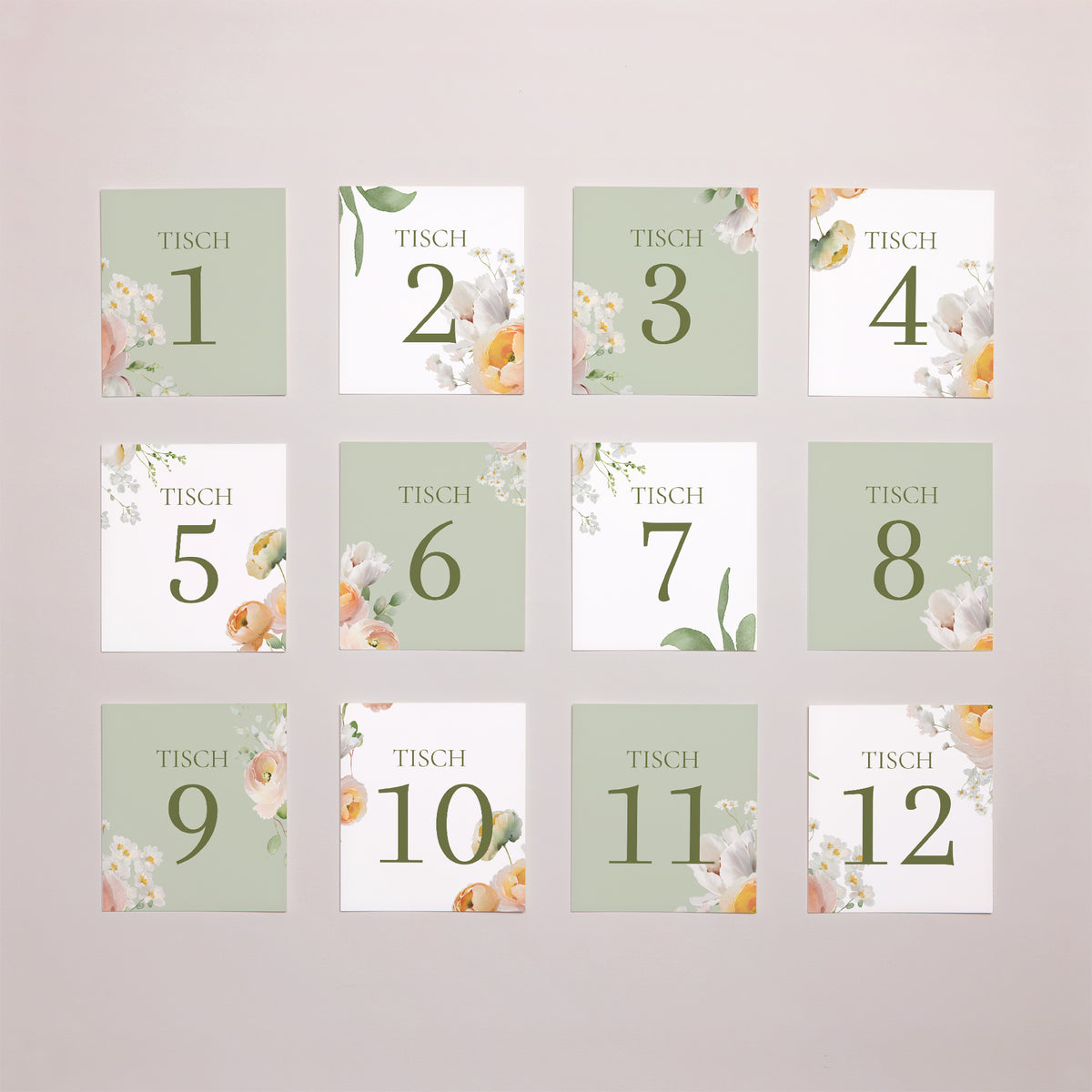 Tischnummern Hochzeit Pack von 12 Romantische Blumen foto N° 1