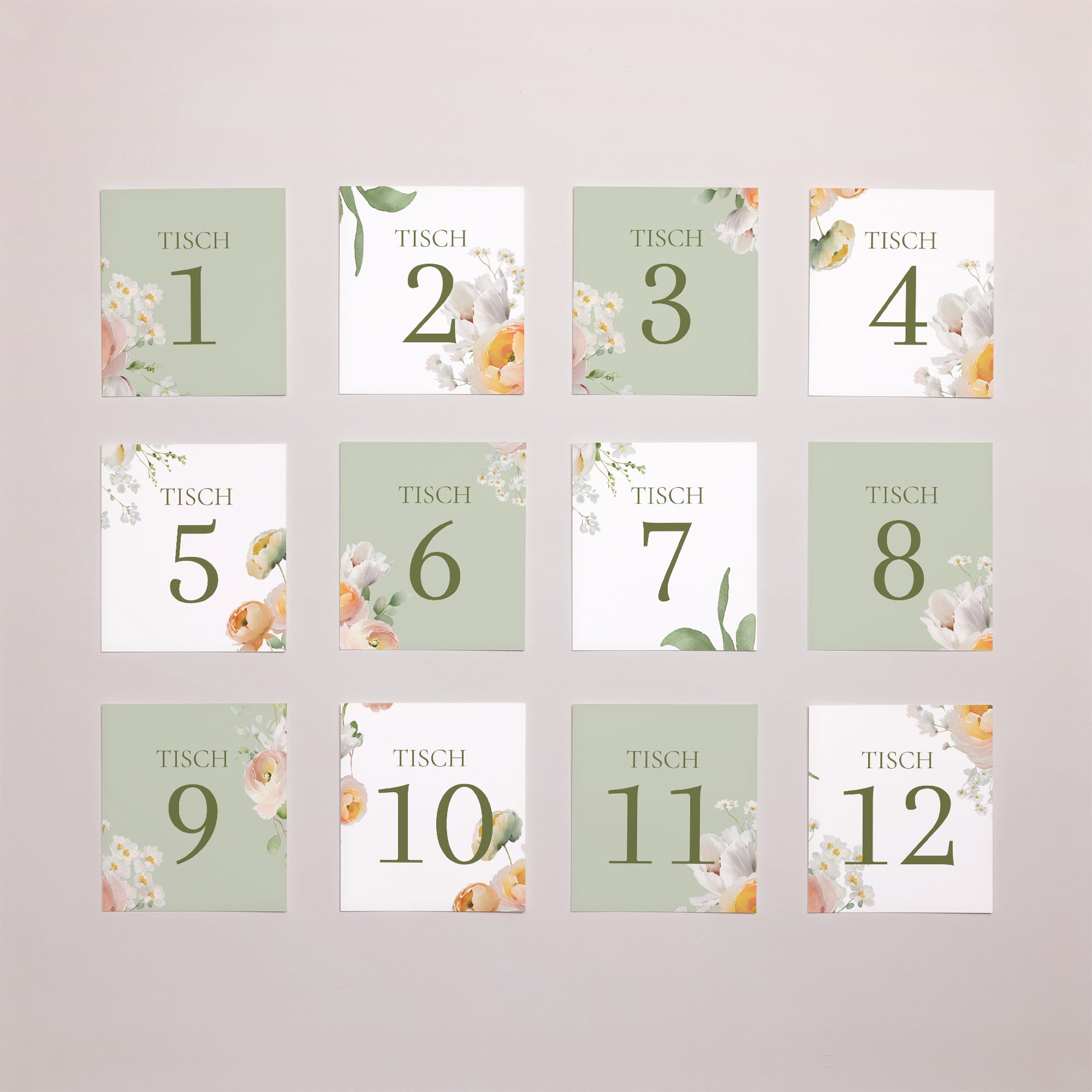 Tischnummern Hochzeit Pack von 12 Romantische Blumen foto N° 1
