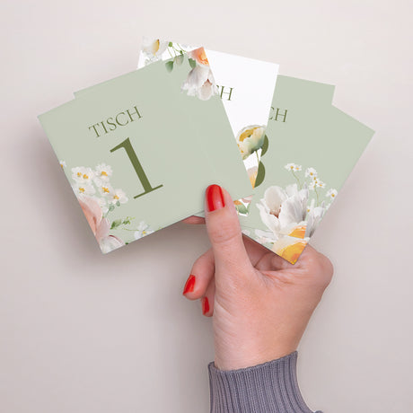 Tischnummern Hochzeit Pack von 12 Romantische Blumen