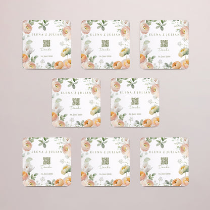 Dankeskarte Hochzeit Set von 8, magnetisch, quadratisch mit abgerundeten Ecken Romantische Blumen foto N° 3