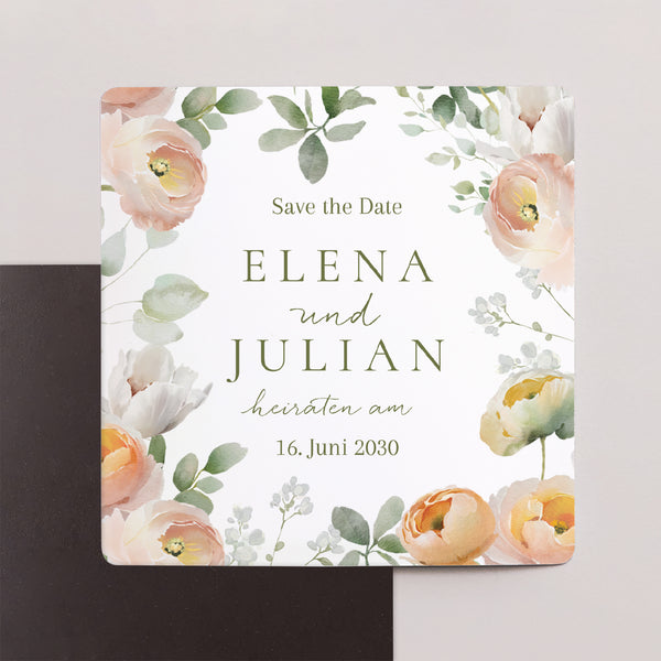 Save the date Karte Hochzeit Satz von 9, magnetisch. Romantische Blumen foto