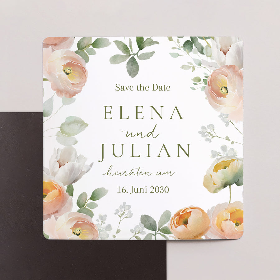 Save the date Karte Hochzeit Satz von 9, magnetisch. Romantische Blumen foto