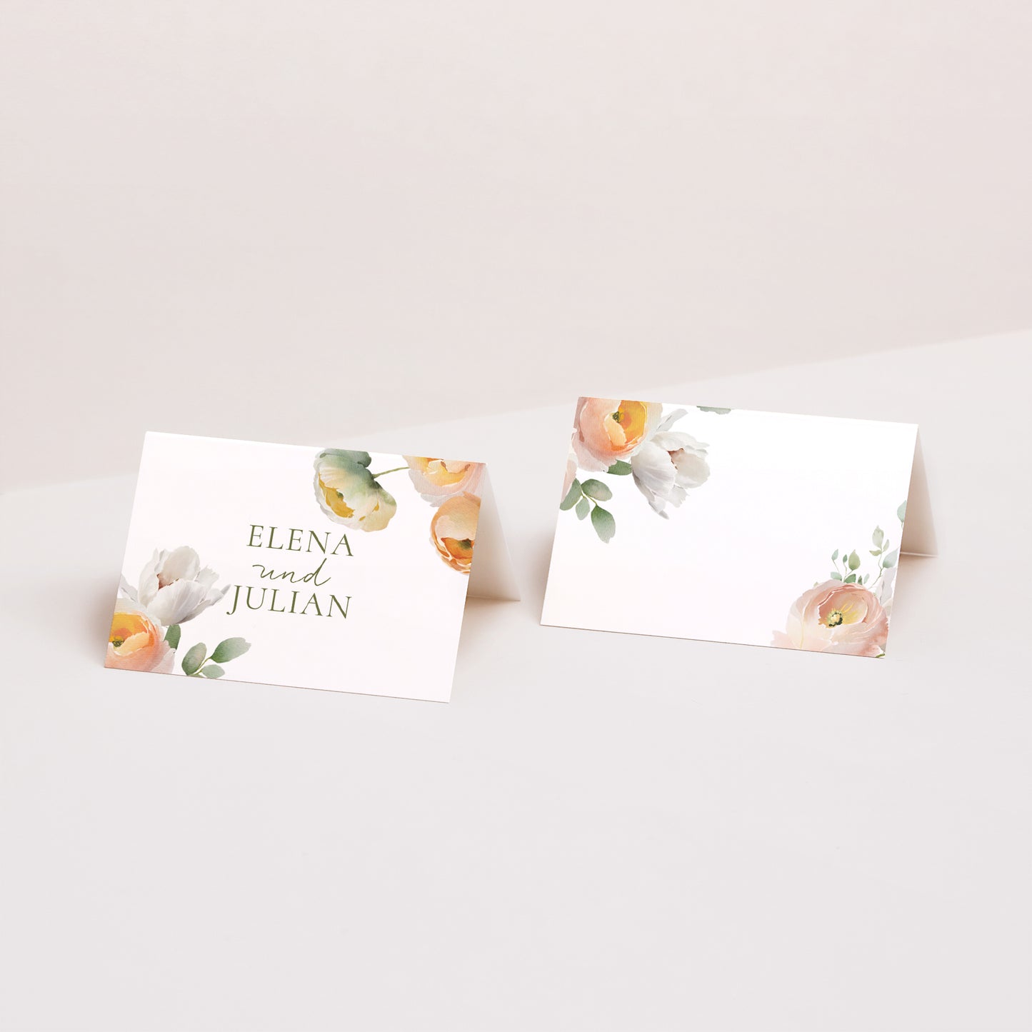 Tischkarten Hochzeit Quer Romantische Blumen foto N° 1
