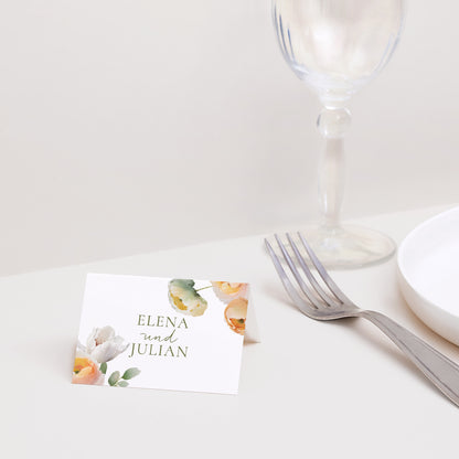 Tischkarten Hochzeit Quer Romantische Blumen foto N° 2