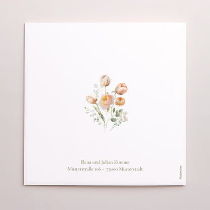 Dankeskarte Hochzeit Doppelflügelfenster Romantische Blumen foto N° 3