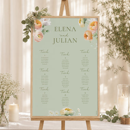 Sitzplan Hochzeit Porträt 60 x 90 cm Romantische Blumen foto N° 1
