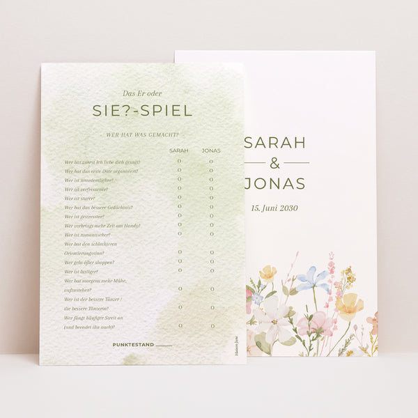 Spiel Hochzeit PortraitPorträt Wildblumenkranz foto